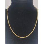 An Italian 9K Yellow Gold Rope Necklace. 40cm. 2.69g