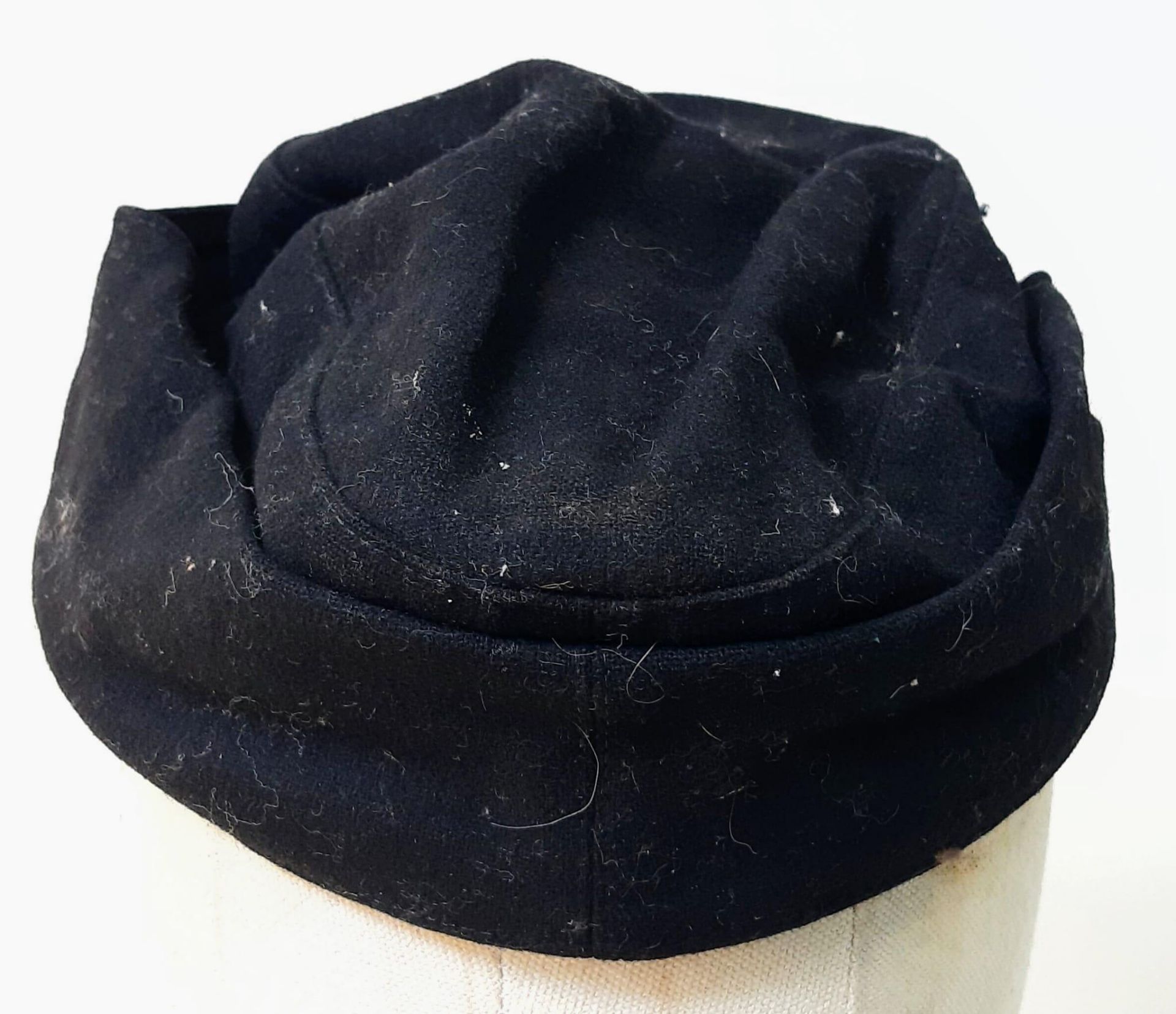 WW2 German M43 Panzer Side Cap. Black wool construction with removed insignia, (maybe P.O.W). The - Image 3 of 6