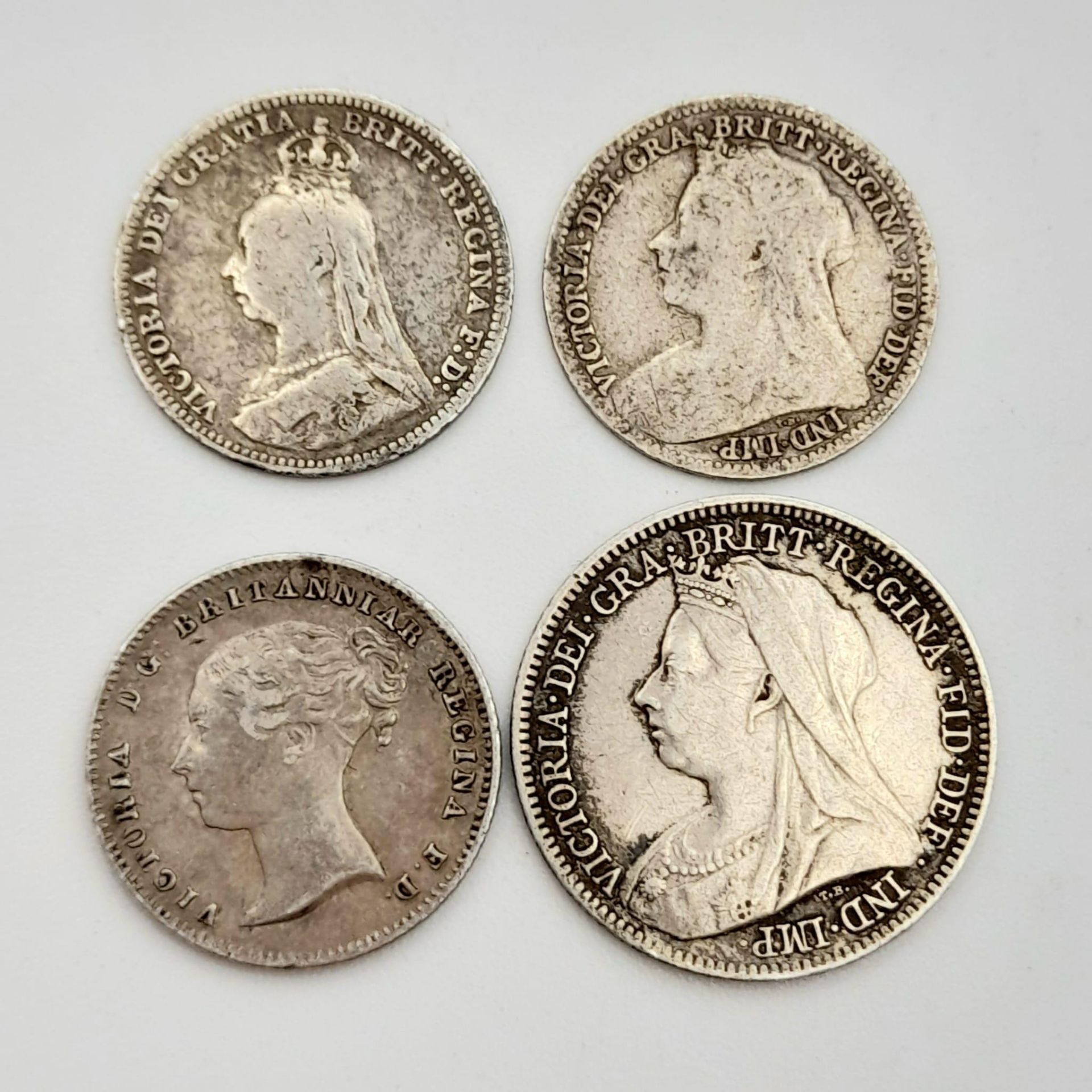 A Parcel of 4 Antique Sterling Silver Coins Comprising; 1838 Queen Victoria Young Head Four Pence ( - Image 2 of 2
