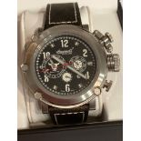 Gentlemans INGERSOLL AUTOMATIC CHRONOGRAPH IN4509. Multi dial Black face Bison 39 model, having