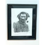 A Very Rare Vintage/Antique Framed and Glazed Charcoal Drawing of the Famous Explorer Tom Crean, a