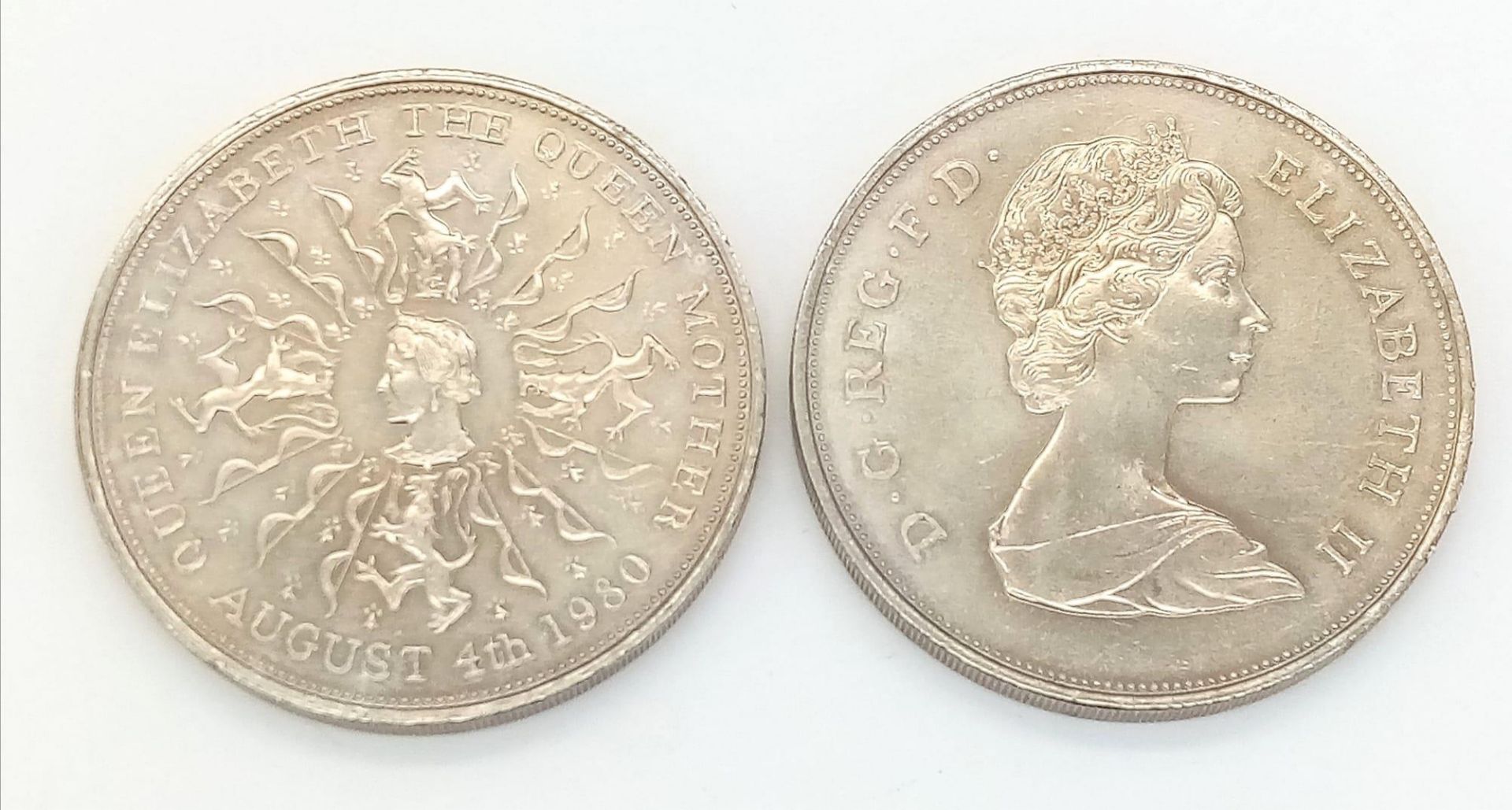 2x 1980 Queen Mother Coins. - Image 2 of 2