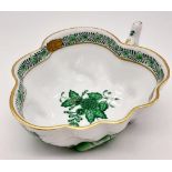 An Antique Herend of Hungary Hand-Painted Porcelain Chinese Bouquet Small Dish. Makers mark on base.