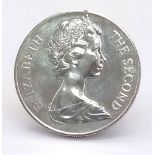 Silver 25 pence commemorative St Helena Tercentenary coin 1973, 28.4g weight