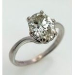 A BEAUTIFUL 1.97ct PEAR SHAPED DIAMOND RING SET IN 18K WHITE GOLD . 2.8gms size J