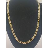 A Vintage 9K Yellow Gold Flat Curb Link Chain. 53cm. 20.2g