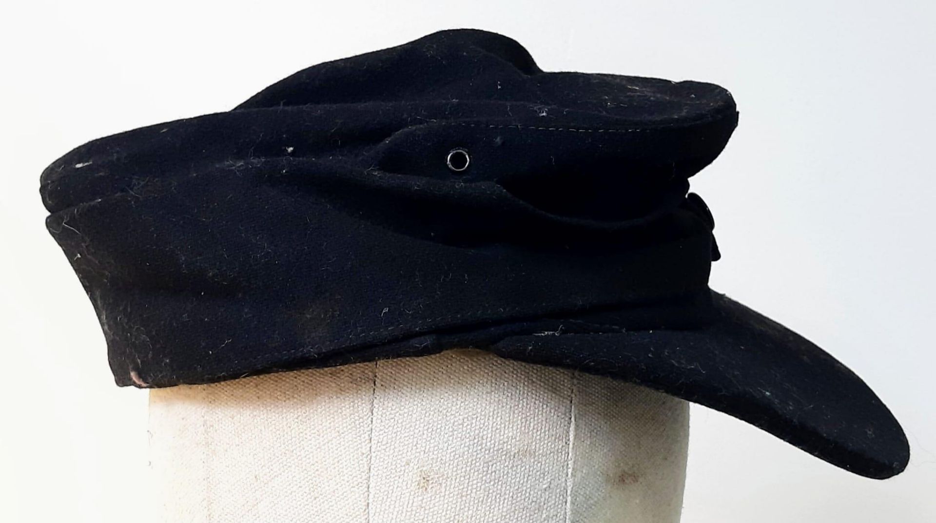 WW2 German M43 Panzer Side Cap. Black wool construction with removed insignia, (maybe P.O.W). The - Image 4 of 6