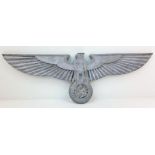 3rd Reich Art Deco Style Aluminium Wall Eagle. 94cm x 32cm.