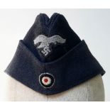 WW2 German Luftwaffe Enlisted Mans/NCO’s Side Cap. The cap with embroidered roundel and Luftwaffe