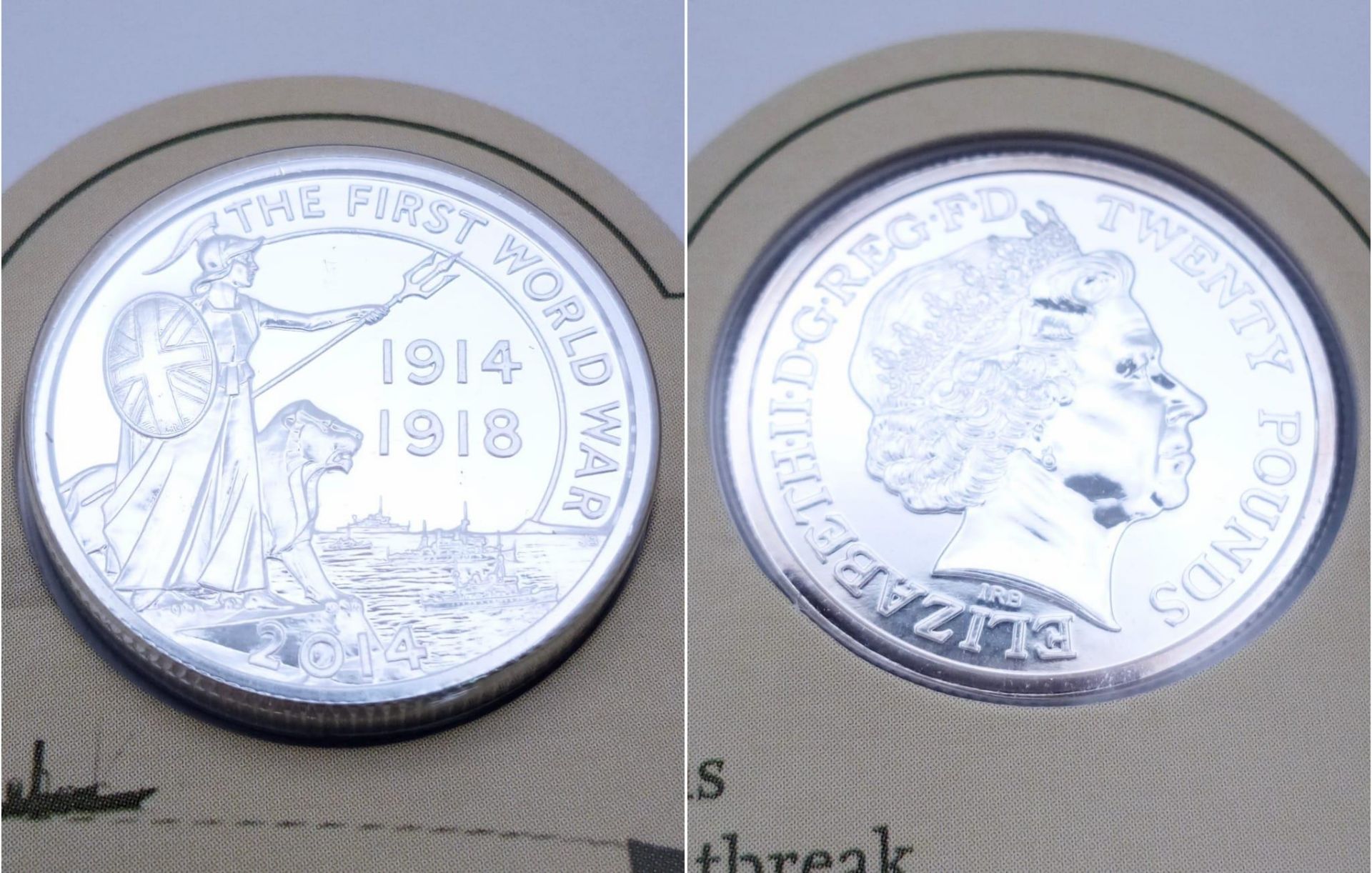 A Mint Condition Fine Silver £20 Coin ‘Outbreak 2014 (WW1) in partnership with the Imperial War