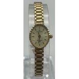 A Vintage 9K Yellow Gold Sovereign Ladies Watch. 9K gold bracelet and case - 15mm. Quartz movement