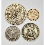 A Parcel of Four 1936 Silver Coins (The Year of the Three Kings) Comprising; One Silver Florin,