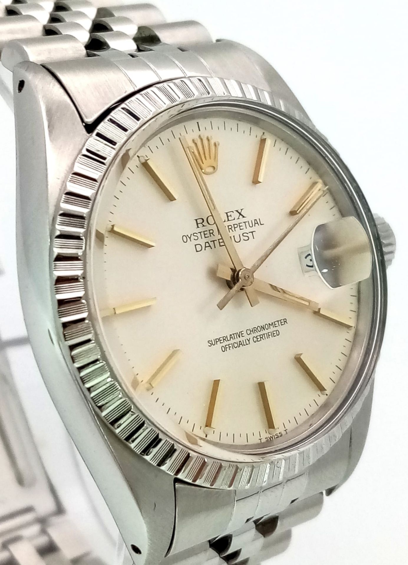 A Rolex Oyster Perpetual Datejust Gents Watch. Stainless steel strap and case - 36mm. Light gilded - Bild 3 aus 9