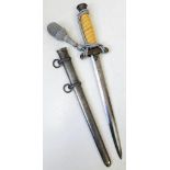 3rd Reich Heer (Army) Officers Dagger with post war knot. Maker: Paul Seilheimer. Crack in handle.