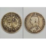 An 1887 UK Queen Victoria Jubilee Head Half Crown Coin. Very Fine Condition (Sheldon Scale).13.57