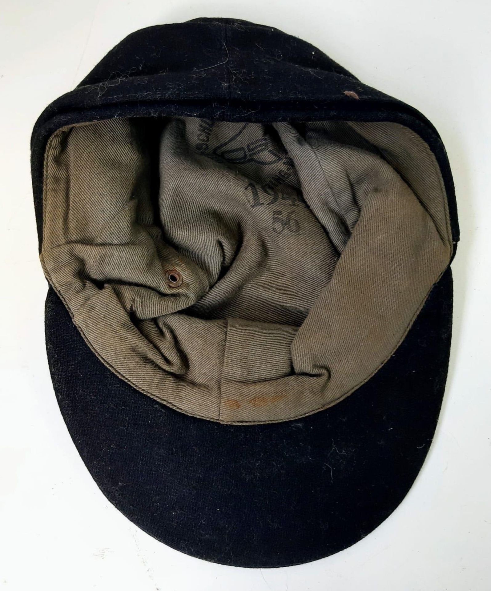 WW2 German M43 Panzer Side Cap. Black wool construction with removed insignia, (maybe P.O.W). The - Image 5 of 6