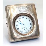 British 1904 Hallmarked Silver Pocket Watch Travel Case awarded to Capt. J.R. Evans 24th Reg. of