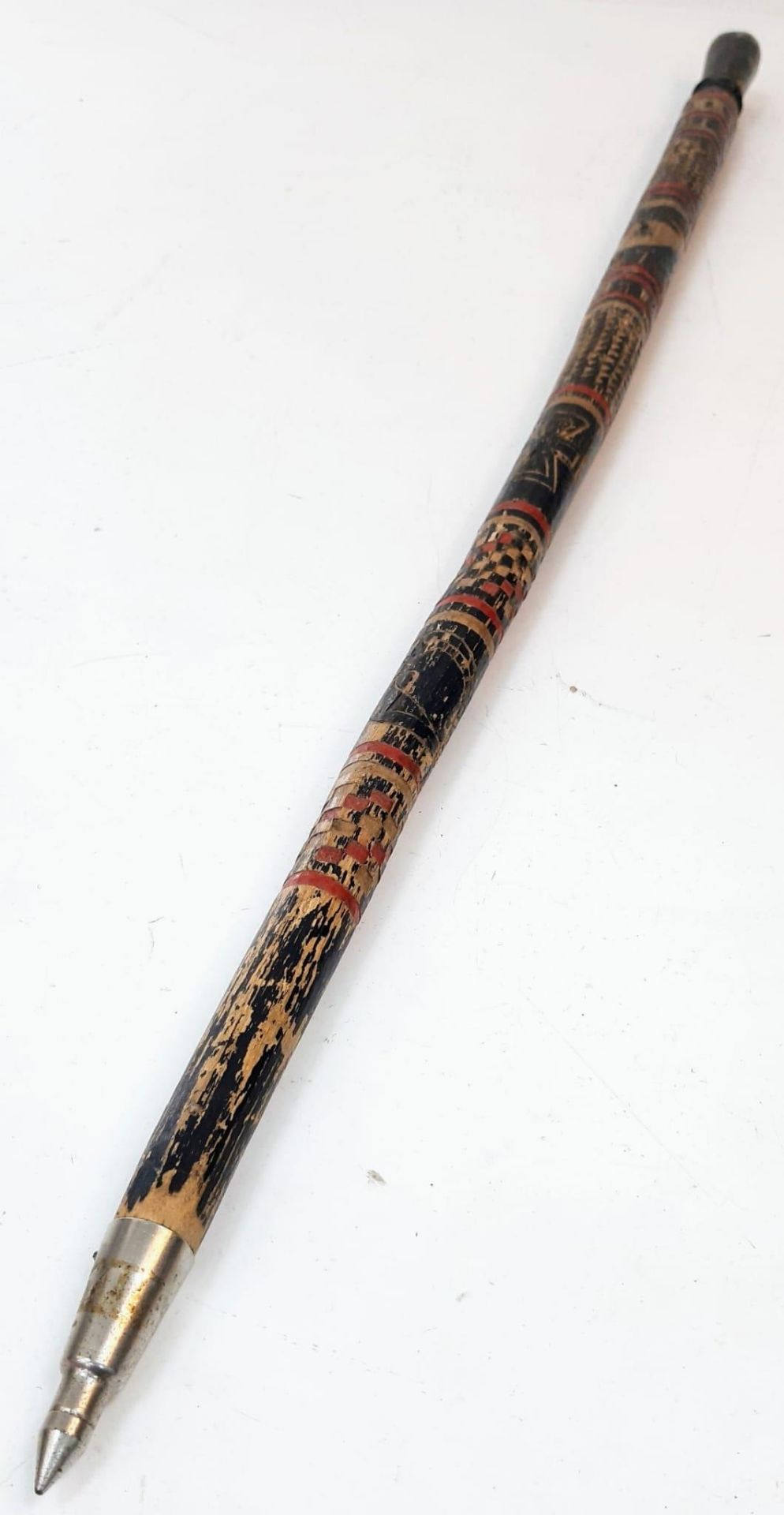 WW2 German “Wolchow” Stick. Hand carved folk art from wood of the trees on the Wolchow River, - Bild 4 aus 4