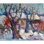 An Oil painting of It snowed by Artist Kalenyuk Oksana №Kalen 952 *** ABOUT THIS PAINTING *** *