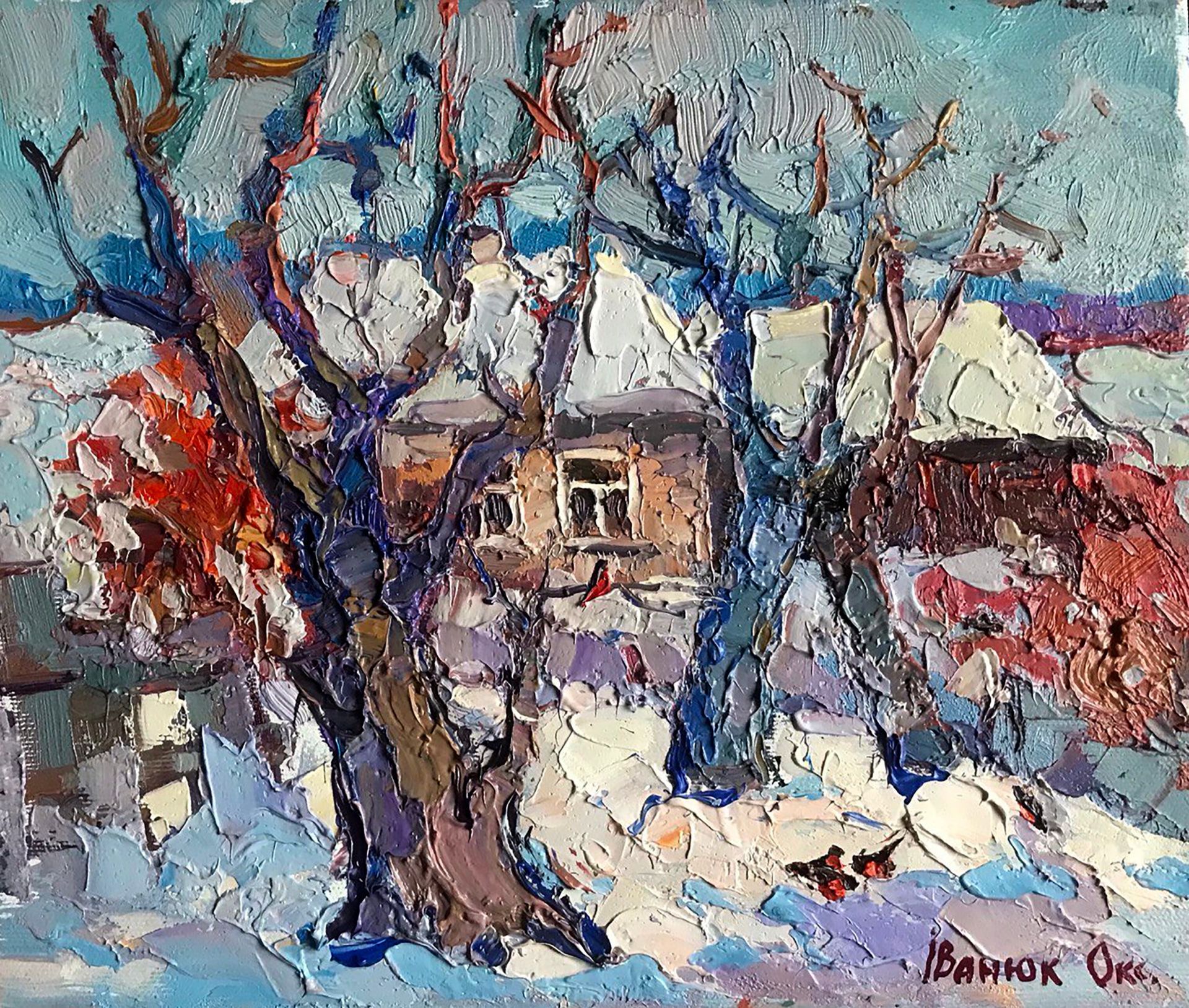 An Oil painting of It snowed by Artist Kalenyuk Oksana №Kalen 952 *** ABOUT THIS PAINTING *** *