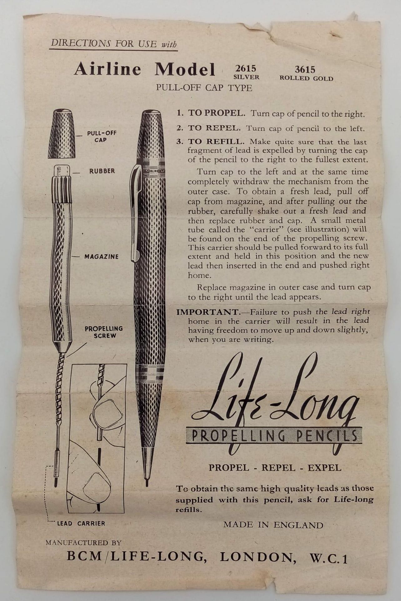 A Vintage Life Long Sterling Silver Propelling Pencil. Comes in original packaging. 20g - Image 3 of 5