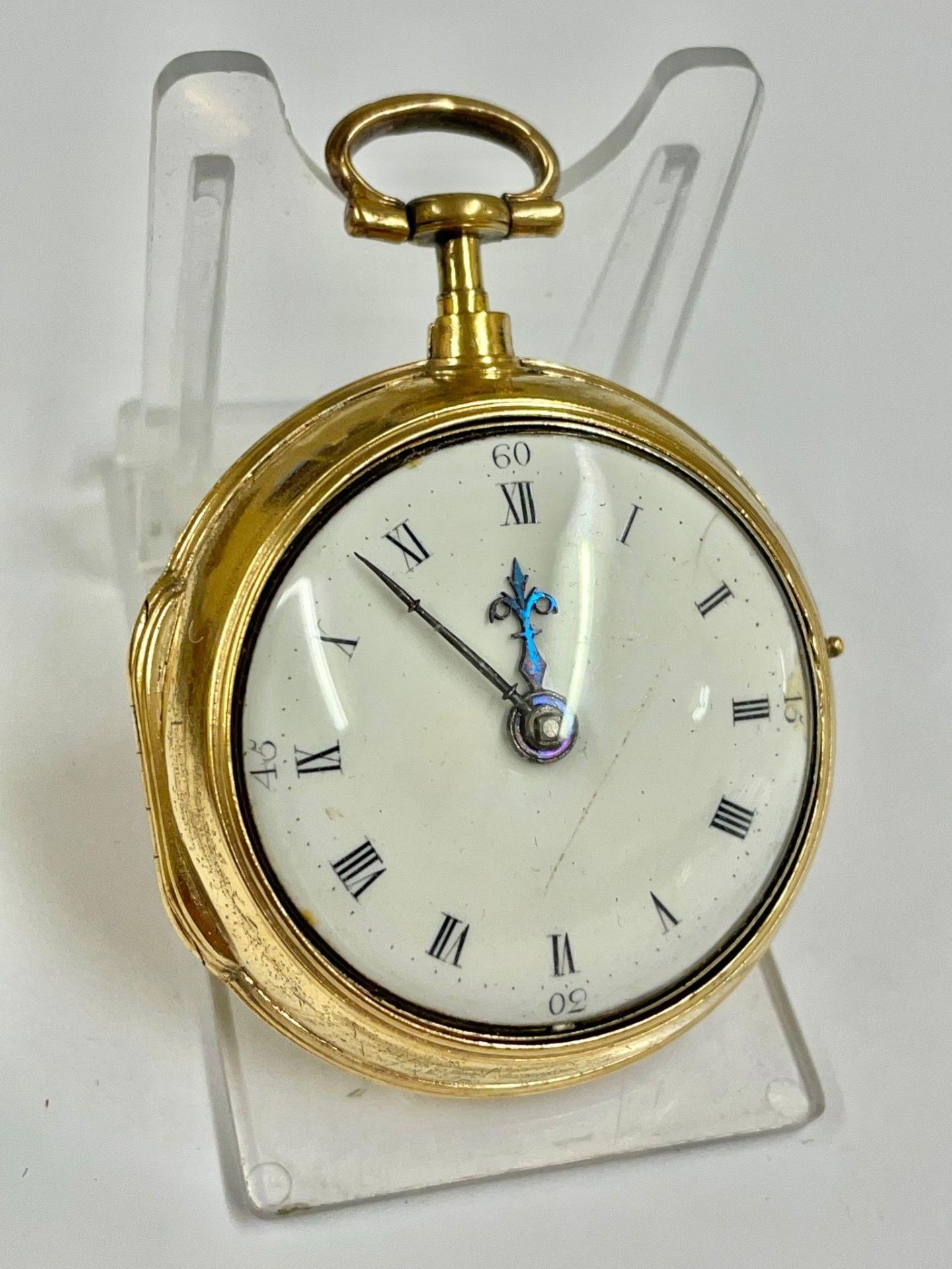 Antique c1700s pair case verge fusee pocket watch , ticking but sold with no guarantees. - Bild 6 aus 6