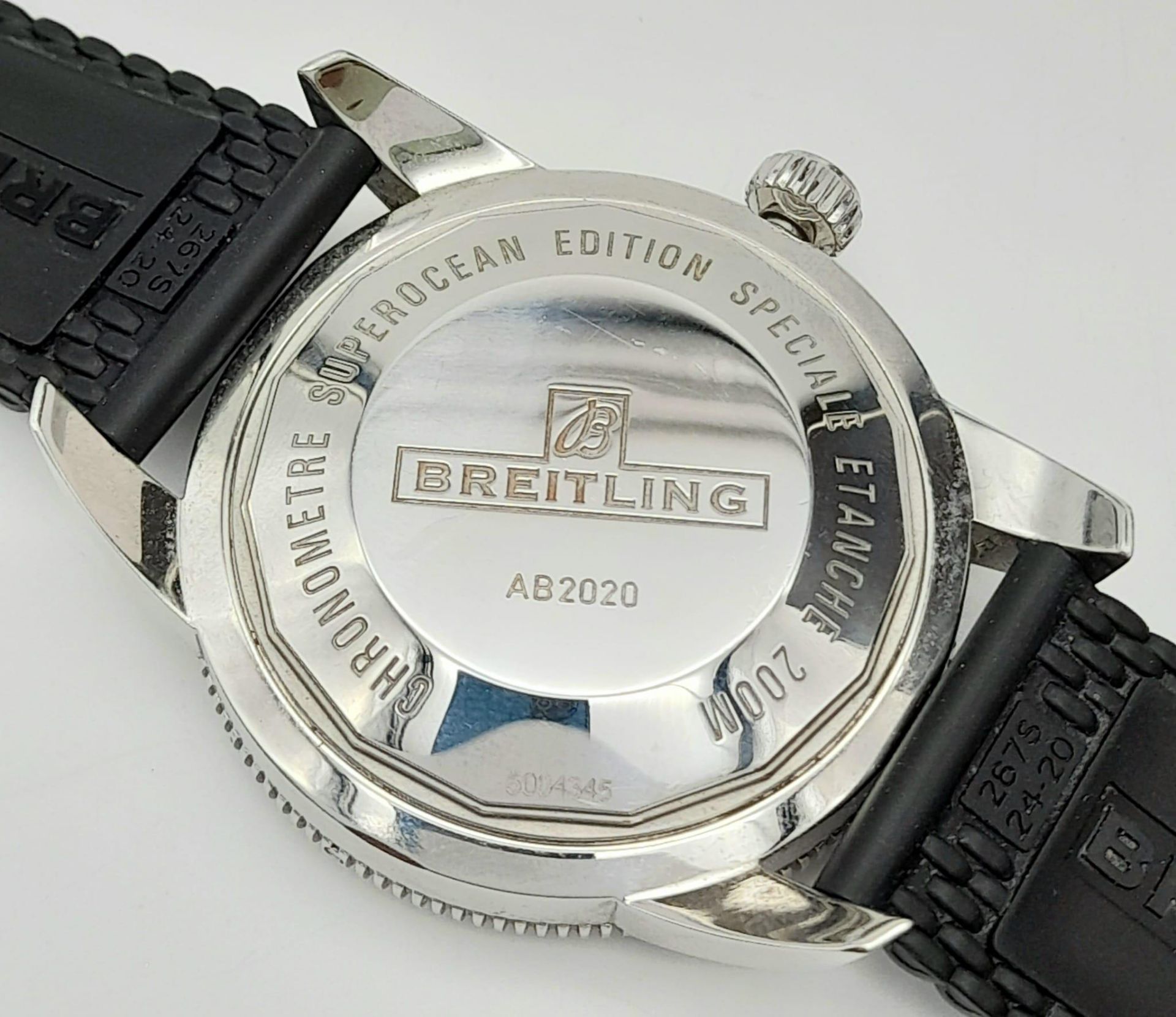 A BREITLING "SUPER-OCEAN" AUTOMATIC CHRONOMETER WITH BOX AND PAPERS IN EXCELLENT CONDITION. 45mm - Bild 9 aus 23