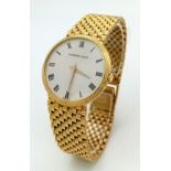 A SOLID 18K GOLD AUDEMARS PIGUET GENTS DRESS WATCH WITH WHITE DIAL AND ROMAN NUMERALS , MANUAL