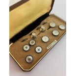 Vintage Selection of Gentlemans SILVER buttons and studs some with mother of pearl detail etc in