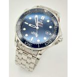 AN OMEGA SEAMASTER "PROFESSIONAL" CHRONOMETER IN STAINLESS STEEL WITH MATCHING BLUE DIAL AND