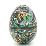 Russian silver cloisonne Enamel Easter Egg by Grigory Sbetnayev, Moscow Circa 1893. Maker and