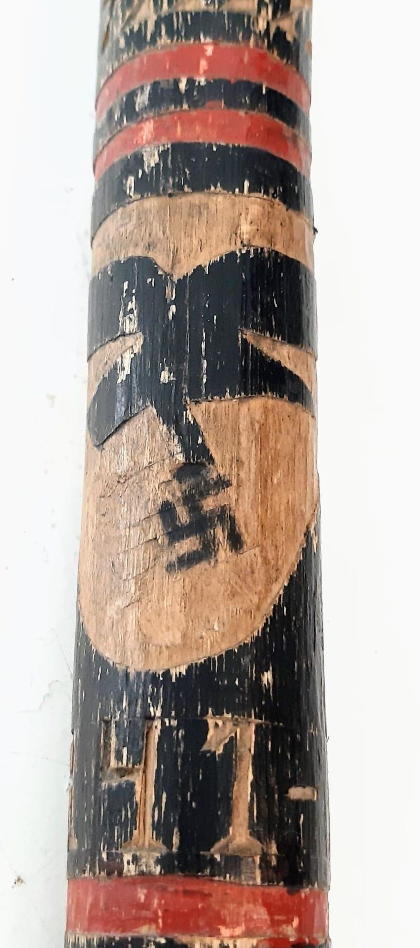 WW2 German “Wolchow” Stick. Hand carved folk art from wood of the trees on the Wolchow River, - Bild 3 aus 4