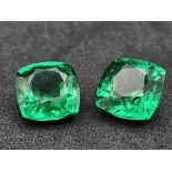A Pair of 10ct Brilliant-Green Colour Diopside Gemstones. Cushion-cut with no visible marks or