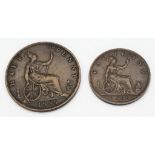 A Victorian 1886 1/4d and 1/2d Coin. Please see photos for conditions.