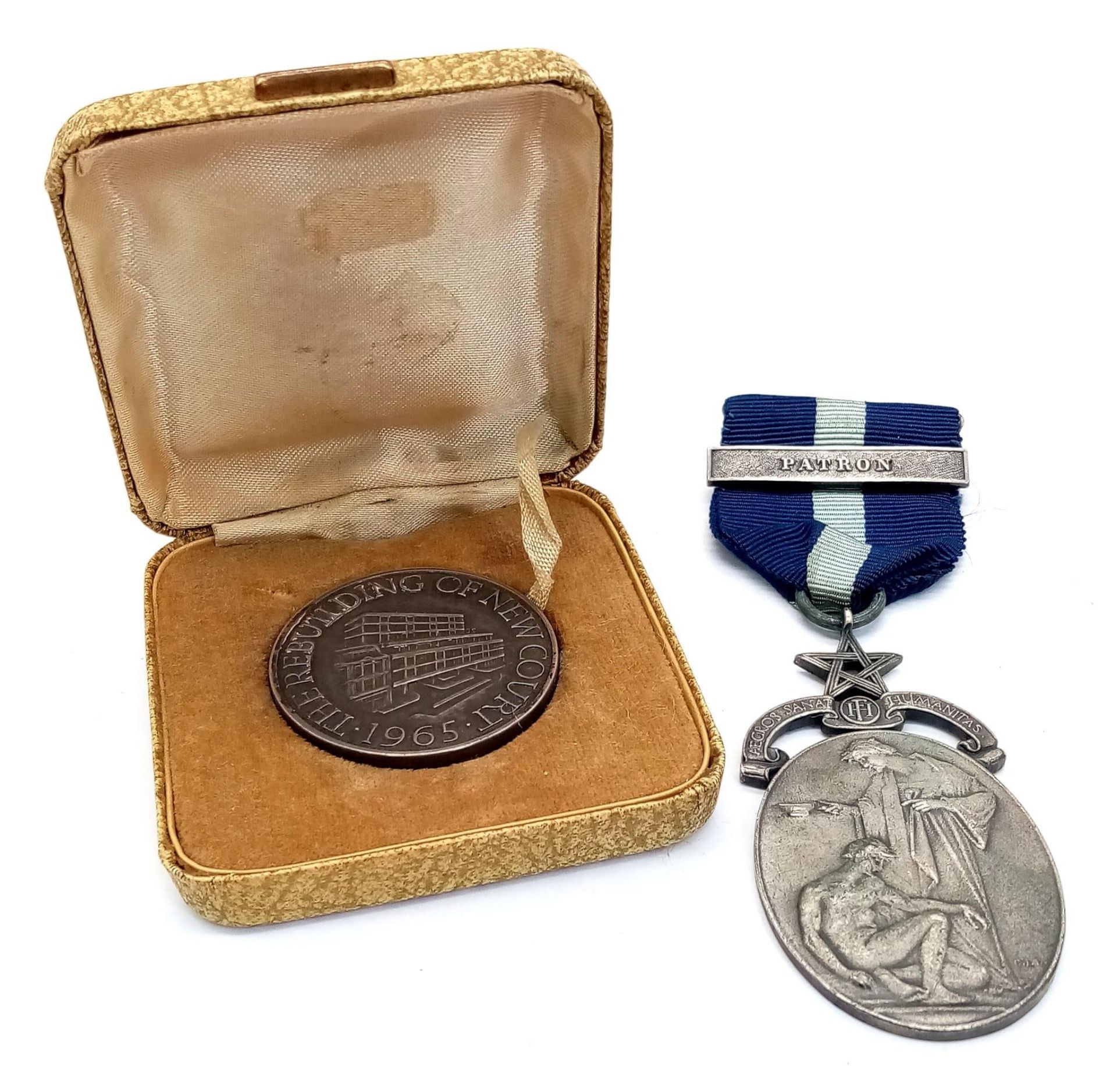 Two Vintage Medals Comprising 1) a Masonic Hospital Medal with Ribbon and Bar and 2) A Scarce 1965