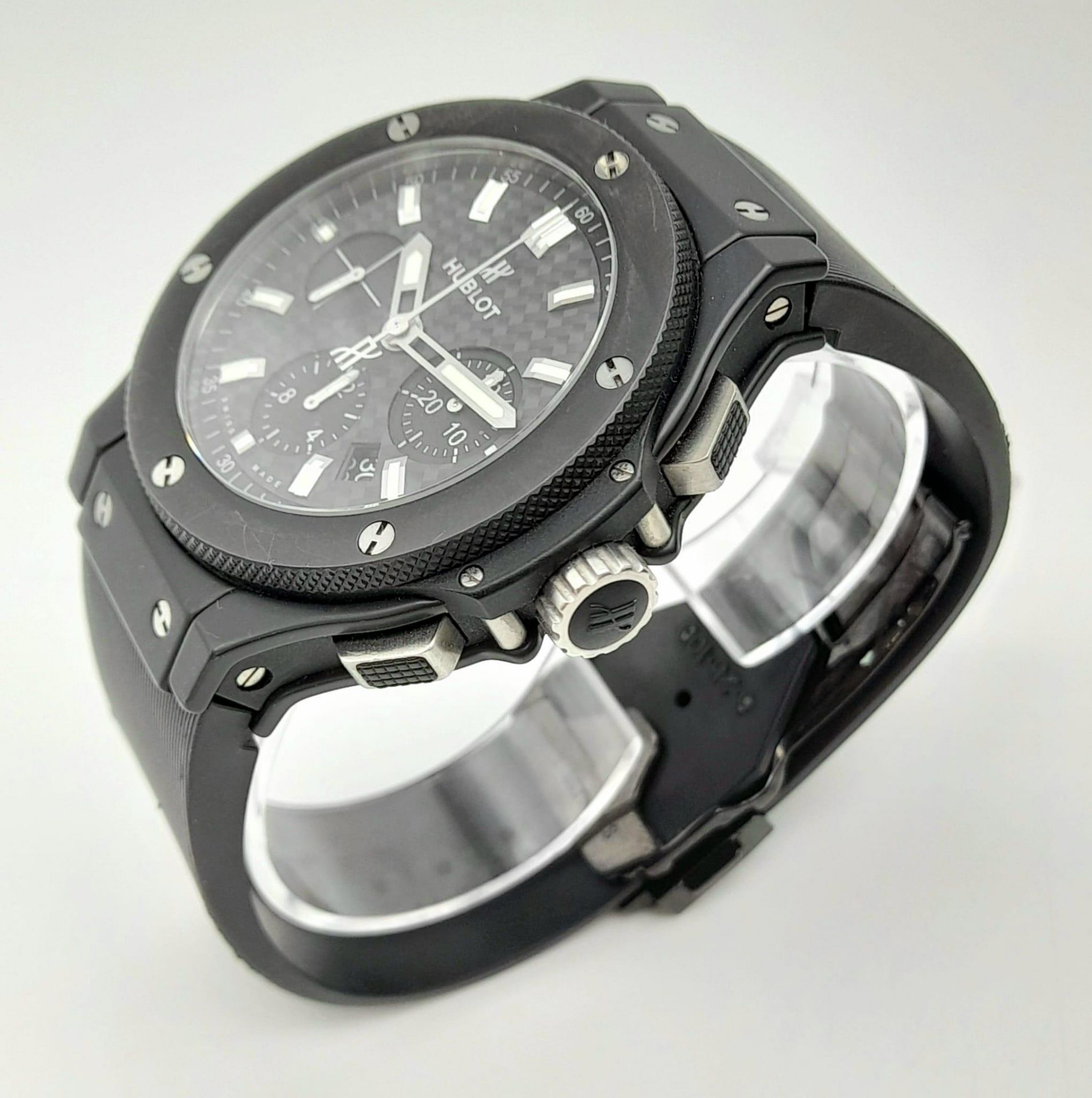THE HUBLOT"BIG BANG" CHRONOGRAPH WITH 3 SUBDIALS , SKELETON BACK AND HUBLOT DIVERS STRAP , IN - Bild 3 aus 21