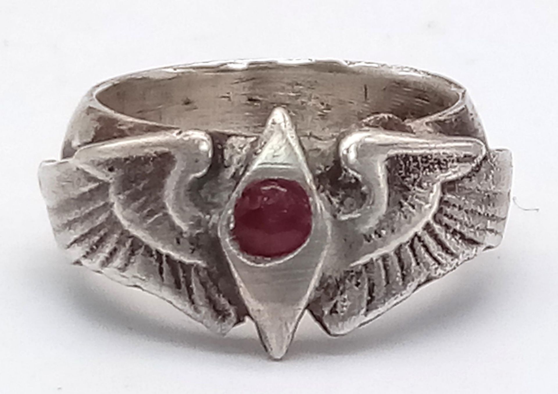 WW2 Silver US W.A.S.P (Woman’s Airforce Service Pilots) Ring. UK Size: “O” US Size 7.5. - Image 2 of 3