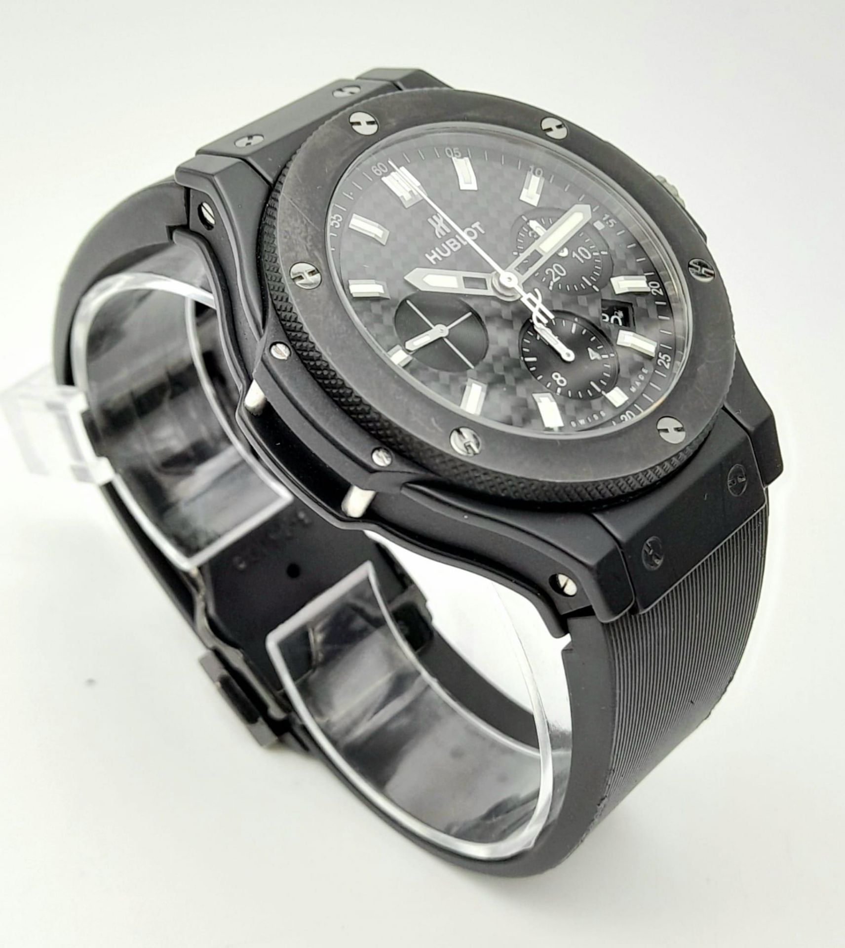 THE HUBLOT"BIG BANG" CHRONOGRAPH WITH 3 SUBDIALS , SKELETON BACK AND HUBLOT DIVERS STRAP , IN - Bild 5 aus 21
