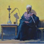An Oil Painting of, Hookah smoker Cairo, By Oleg Kateryniuk. №Kat 10 Cairo is a city that is best