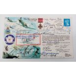 A Battle of Britain Commemorative First Day Cover Signed by Seventeen BoB Fighter Pilots, Including: