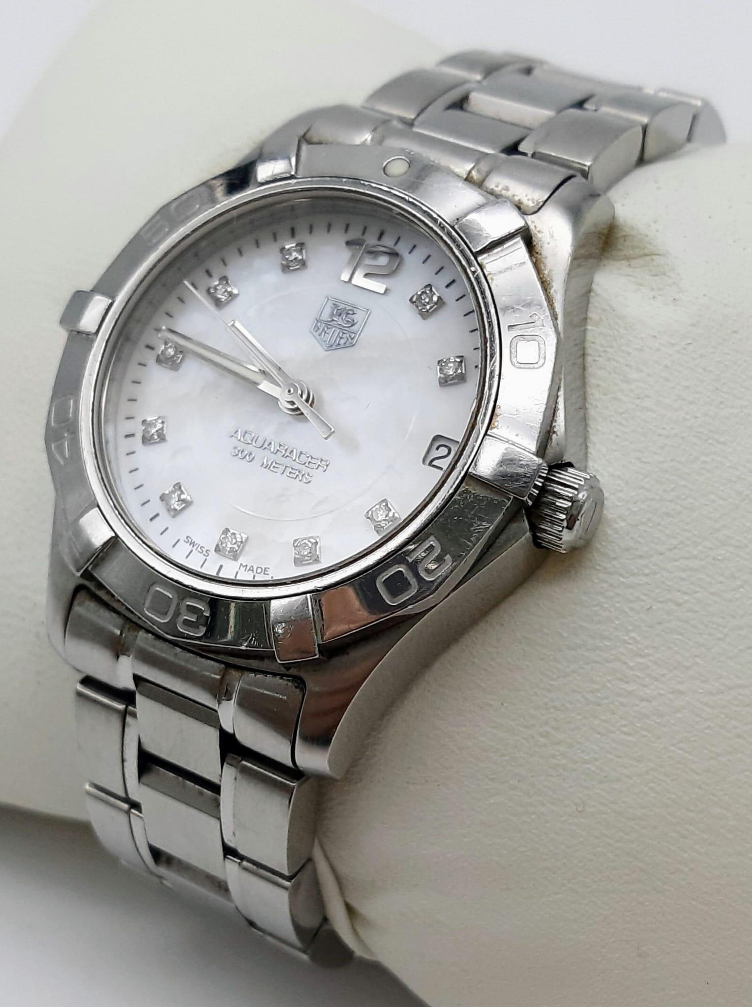 A Tag Heuer Ladies Aquaracer Diamond Watch. Stainless steel strap and case - 33m. Mother of Pearl - Image 2 of 6