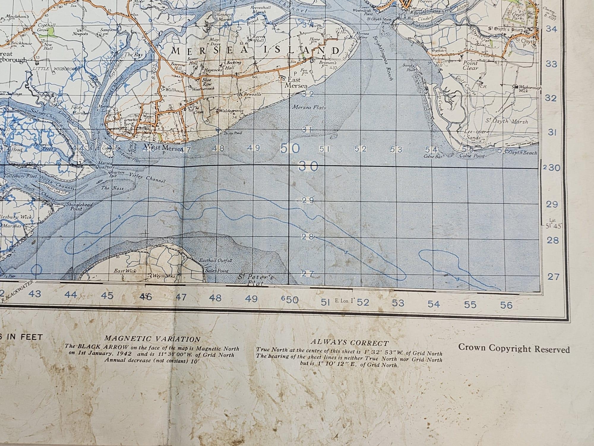 An Original WW2 1940-41 War Office Issue Map of Colchester and Surrounding Area. 56 x 74cm - Image 6 of 8