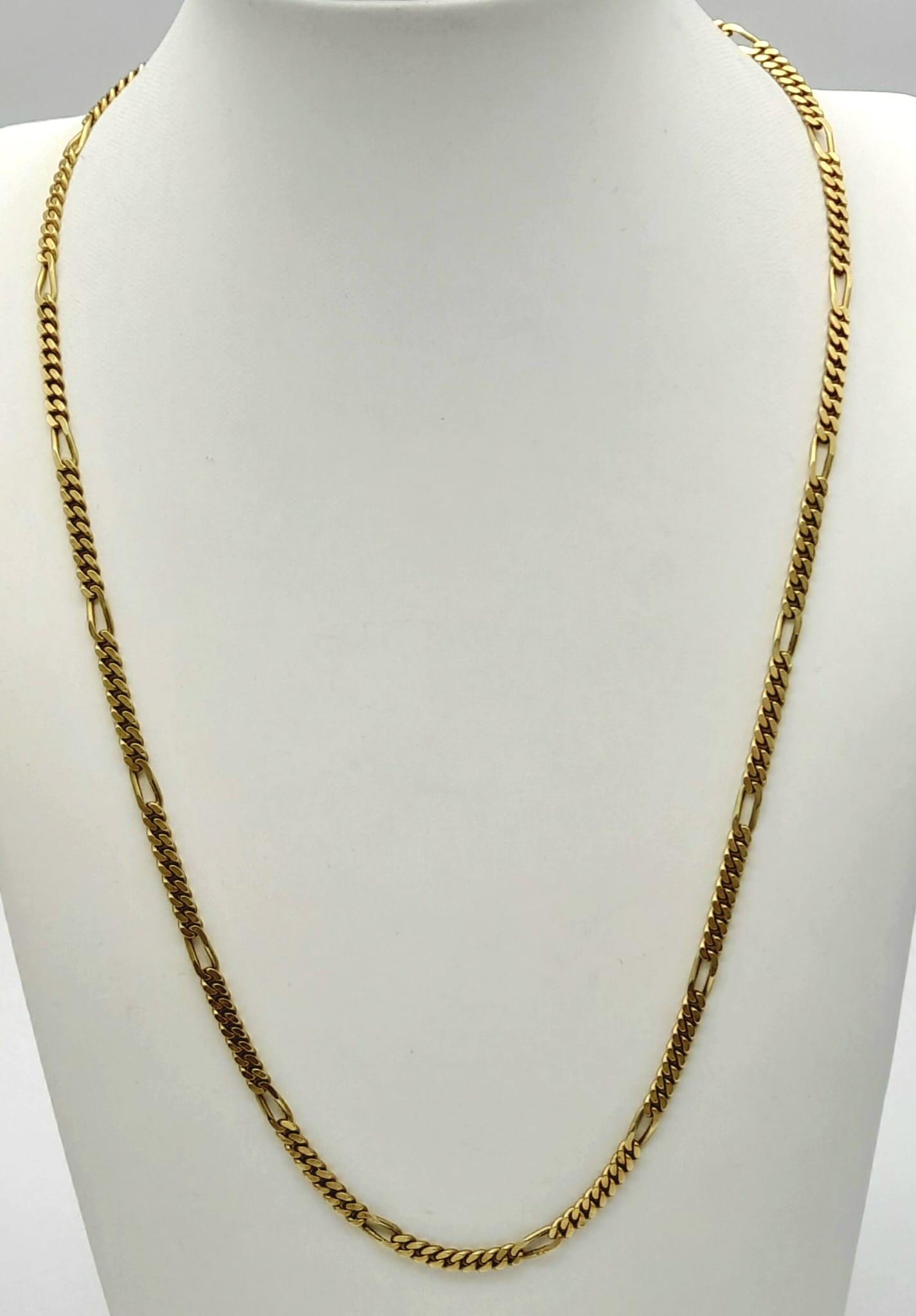 A Vintage 9K Yellow Gold Figaro Link Chain/Necklace. 52cm. 18.43g. - Image 2 of 4