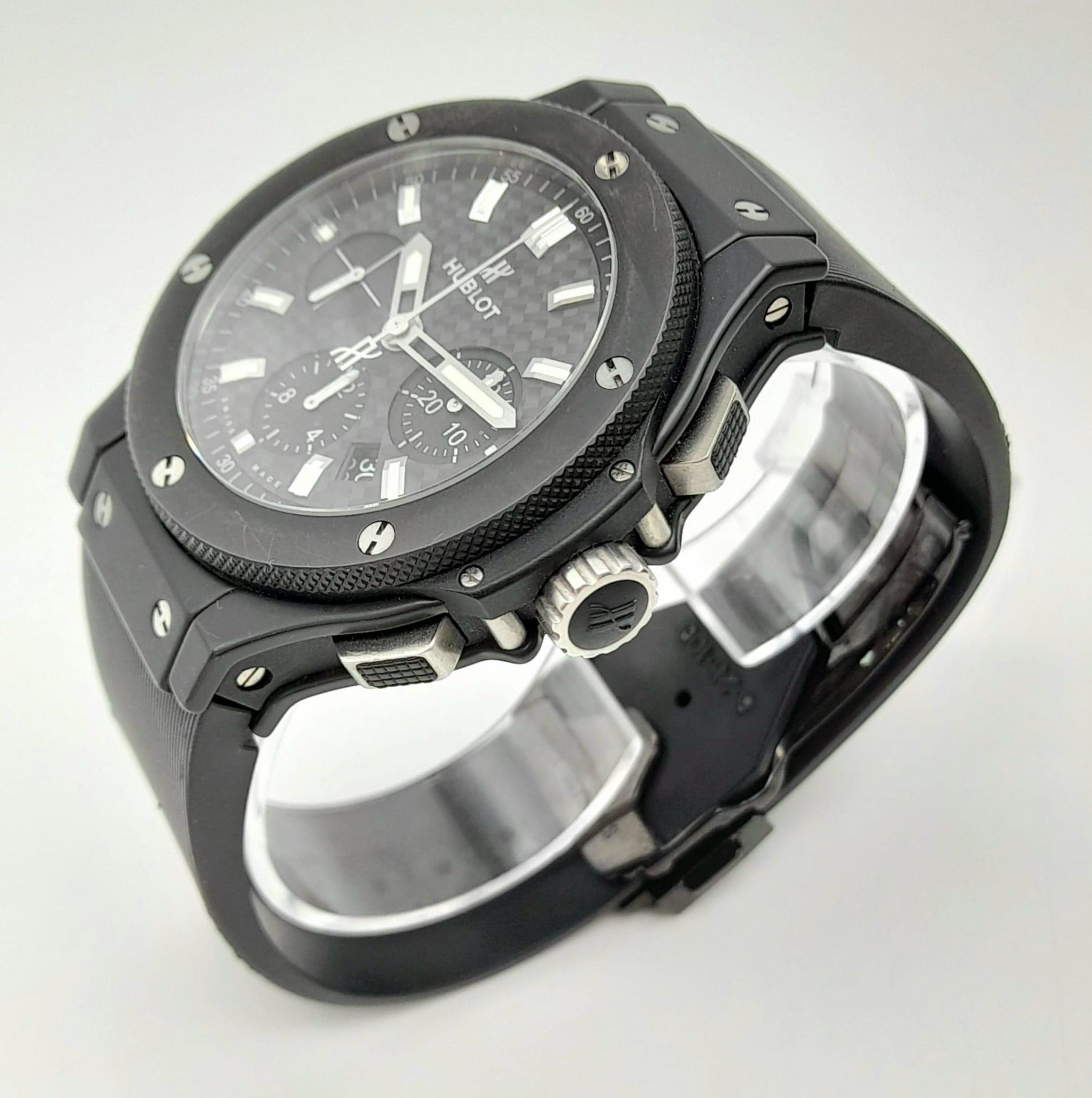 THE HUBLOT"BIG BANG" CHRONOGRAPH WITH 3 SUBDIALS , SKELETON BACK AND HUBLOT DIVERS STRAP , IN - Bild 2 aus 21