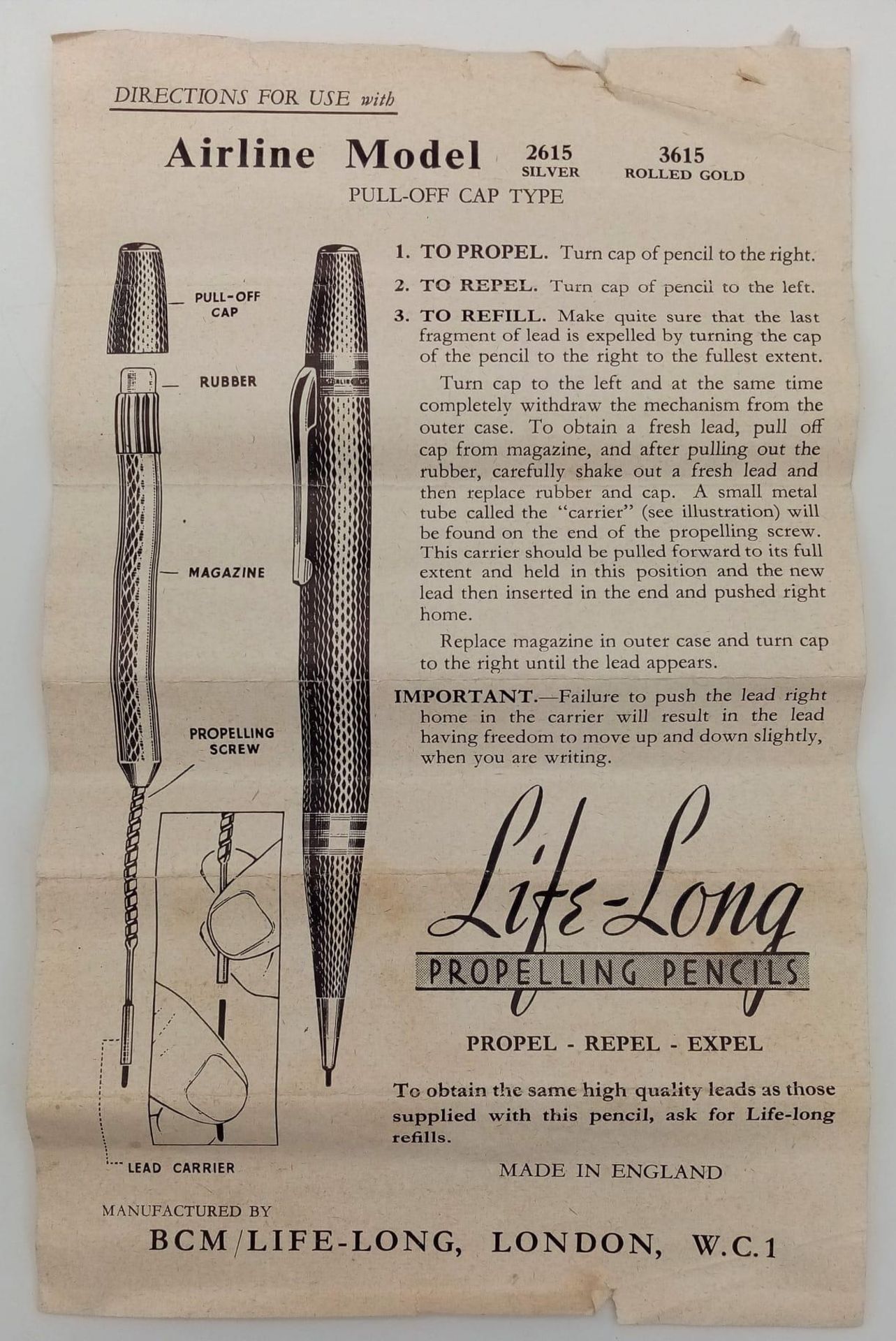 A Vintage Life Long Sterling Silver Propelling Pencil. Comes in original packaging. 20g - Image 2 of 5