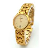 A Tissot Gold Plated Quartz Ladies Watch. Gold plated bracelet and case - 25mm. Gold tone dial