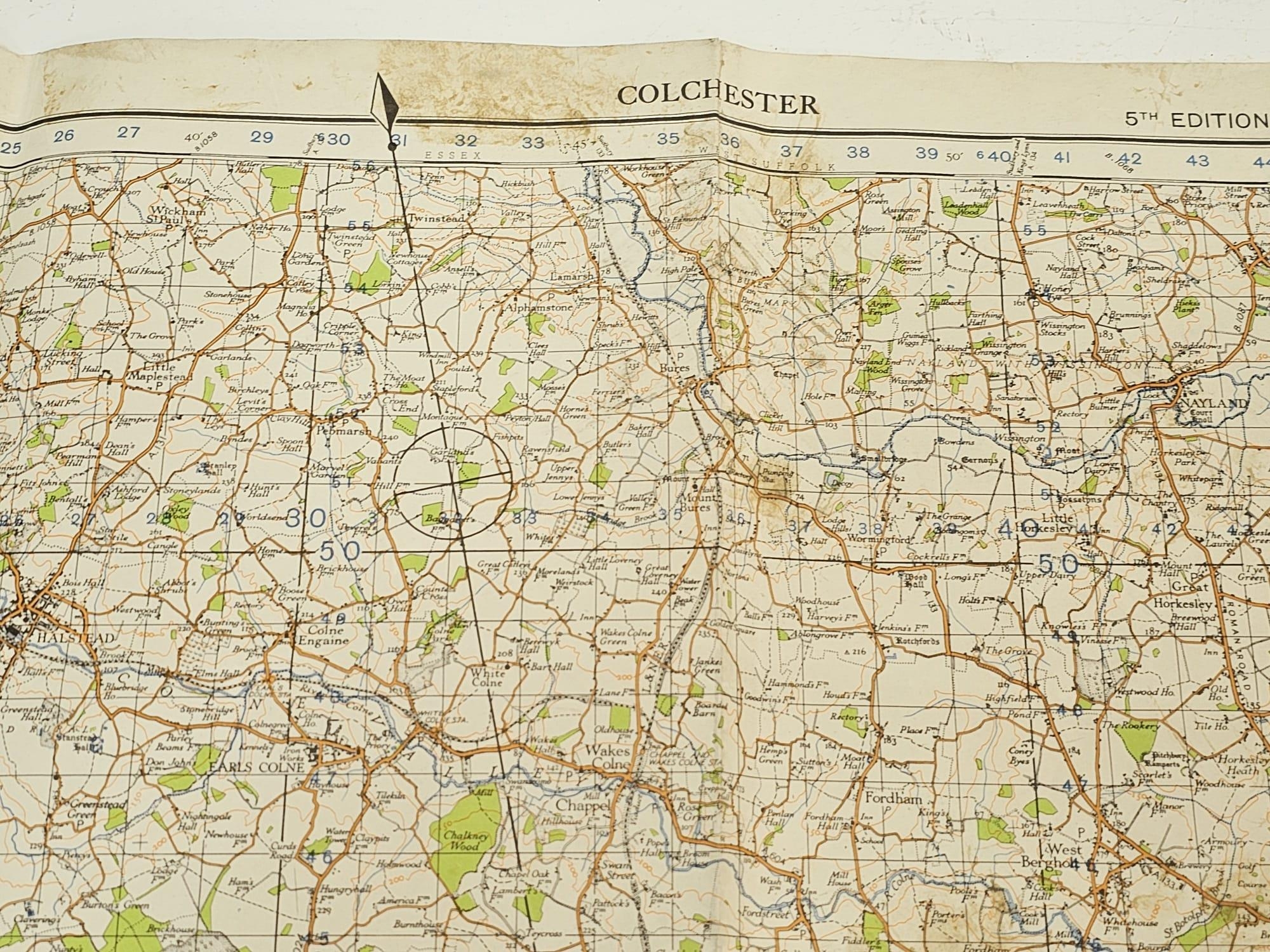 An Original WW2 1940-41 War Office Issue Map of Colchester and Surrounding Area. 56 x 74cm - Image 2 of 8