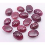 102.15 Ct Cabochon Ruby Gemstones Lot of 15 Pcs in Oval Shape