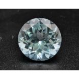A 7.83ct Brilliant Round-Cut Blue Topaz Gemstone. Eye-Clean with no visible inclusions. GFCO Swiss
