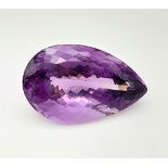 A 38.84ct Pear Shaped Brazilian Amethyst Gemstone. AIG American Gem Lab Certified.